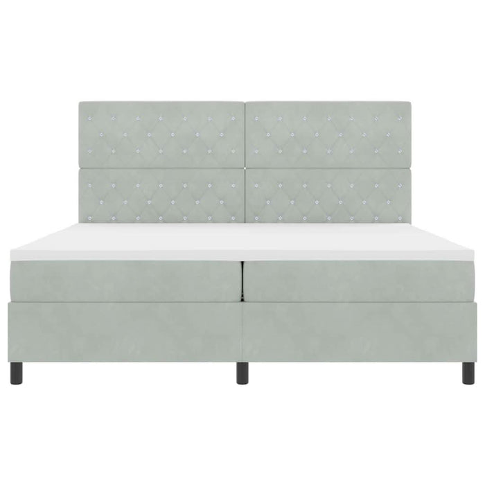 Pat cu arcuri cu saltea Gri deschis 200 x 200 cm Catifea - WALTI WALTI
