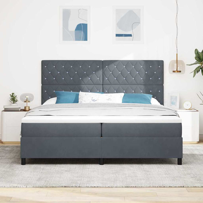 Pat cu arc LED cu saltea Gri închis 200 x 200 cm Catifea - WALTI WALTI