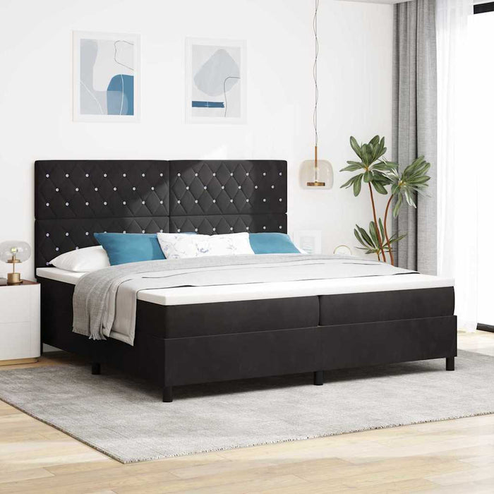 Pat cu arc LED cu saltea Negru 200 x 200 cm Catifea - WALTI WALTI