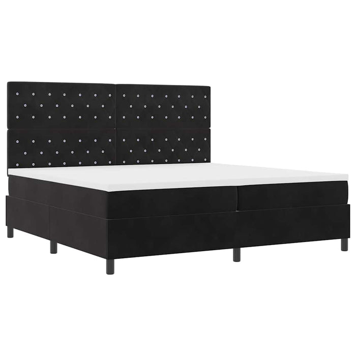 Pat cu arc LED cu saltea Negru 200 x 200 cm Catifea - WALTI WALTI