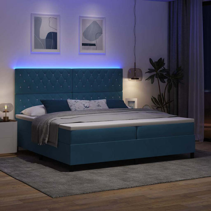 Pat cu arc LED cu saltea Albastru închis 200 x 200 cm Catifea - WALTI WALTI