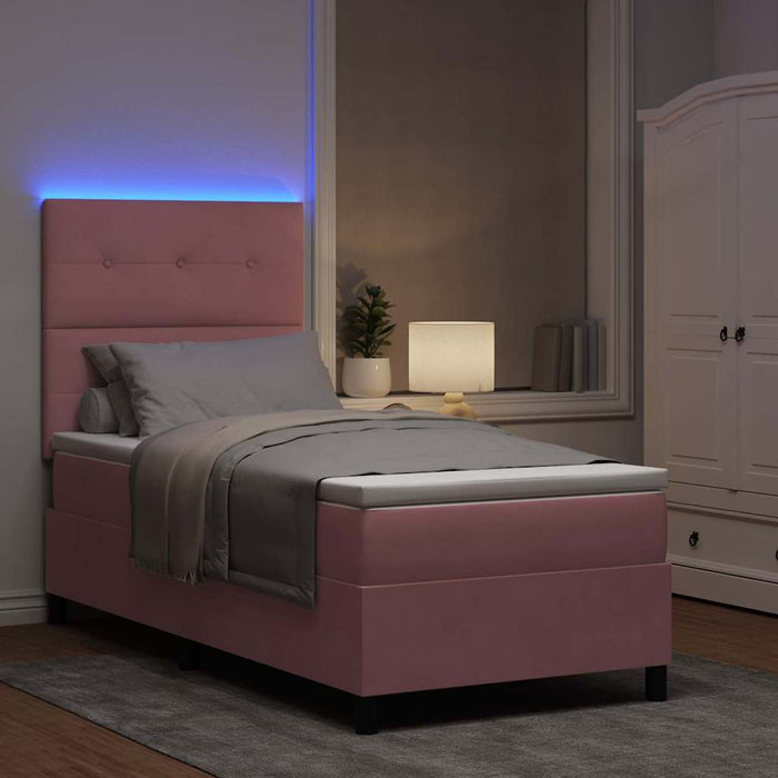 Pat cu arc LED cu saltea cu headboard Roz 80 x 200 cm țesătură - WALTI WALTI