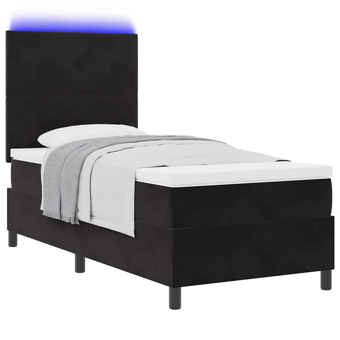 Pat cu arc LED cu saltea Negru 90 x 190 cm țesătură - WALTI WALTI