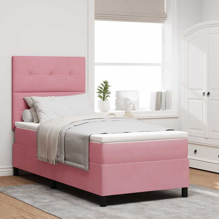 Pat cu arc LED cu saltea cu headboard Roz 90 x 190 cm țesătură - WALTI WALTI