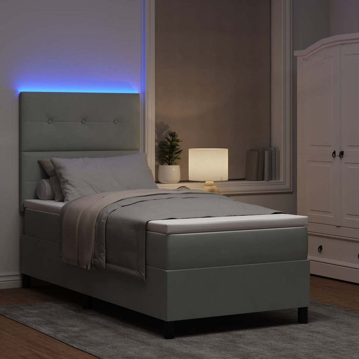 Pat cu arc LED cu saltea Gri deschis 90 x 200 cm țesătură - WALTI WALTI