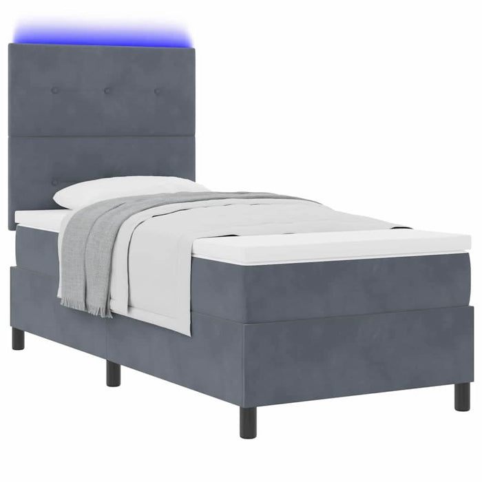Pat cu arc LED cu saltea Gri închis 90 x 200 cm țesătură - WALTI WALTI
