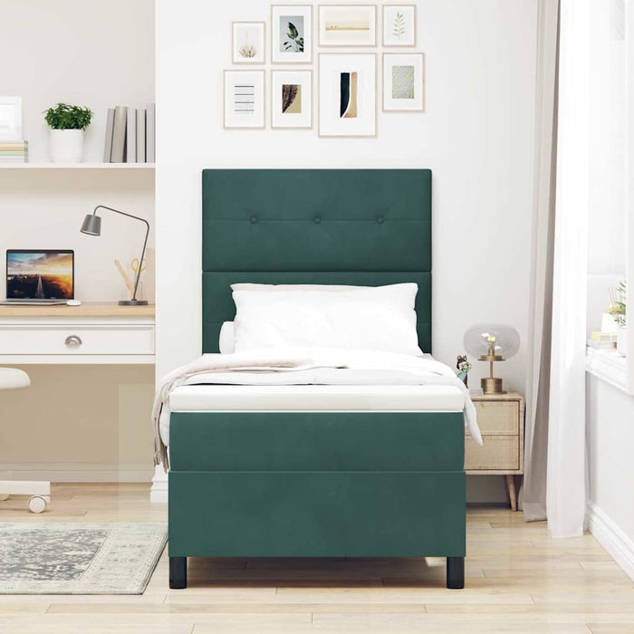 Pat cu arc LED cu saltea Verde închis 90 x 200 cm țesătură - WALTI WALTI