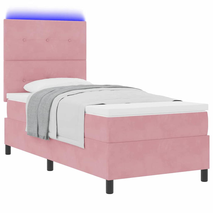 Pat cu arc LED cu saltea cu headboard Roz 90 x 200 cm țesătură - WALTI WALTI