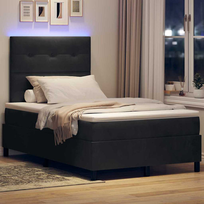Pat cu arc LED cu saltea Negru 120 x 190 cm țesătură - WALTI WALTI