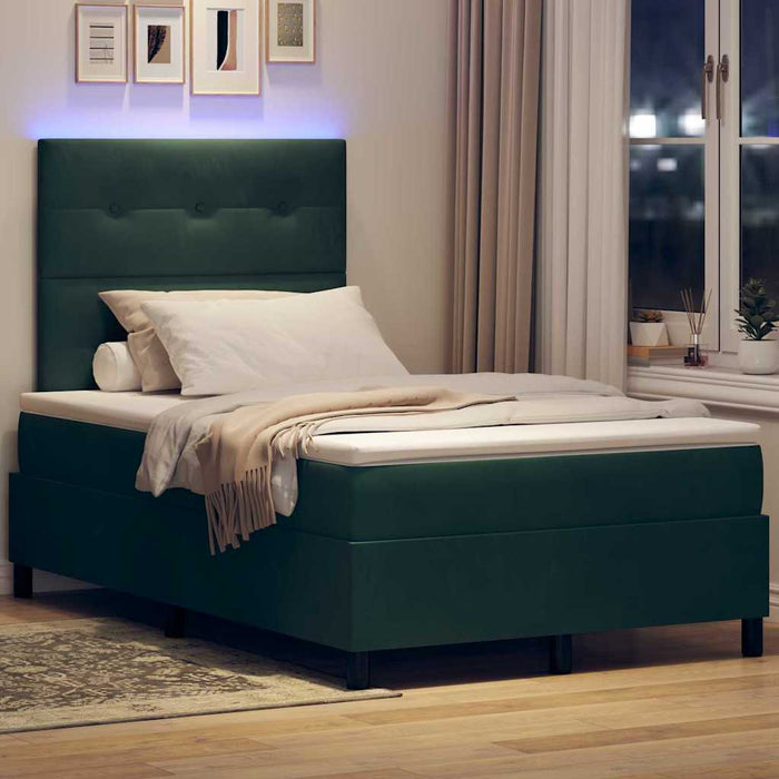 Pat cu arc LED cu saltea Verde închis 120 x 190 cm țesătură - WALTI WALTI