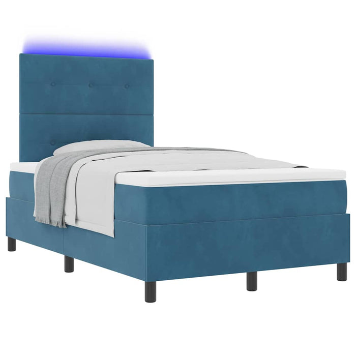 Pat cu arc LED cu saltea Albastru închis 120 x 190 cm țesătură - WALTI WALTI