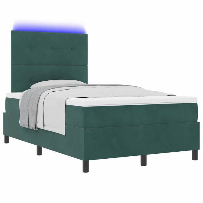 Pat cu arc LED cu saltea Verde închis 120 x 200 cm țesătură - WALTI WALTI