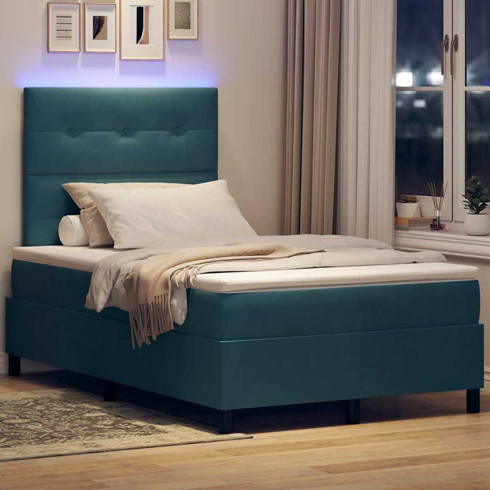 Pat cu arc LED cu saltea Albastru închis 120 x 200 cm țesătură - WALTI WALTI