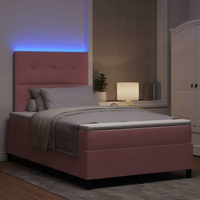 Pat cu arc LED cu saltea cu headboard Roz 120 x 200 cm țesătură - WALTI WALTI