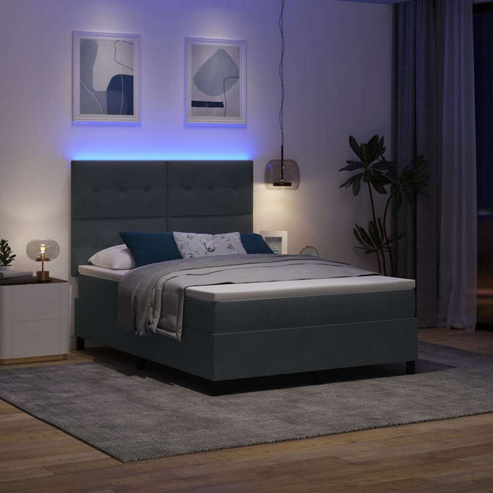 Pat cu arc LED cu saltea Gri închis 140 x 190 cm țesătură - WALTI WALTI