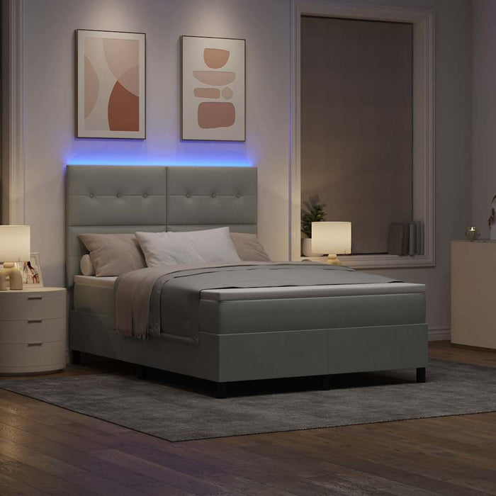 Pat cu arc LED cu saltea Gri deschis 140 x 200 cm țesătură - WALTI WALTI