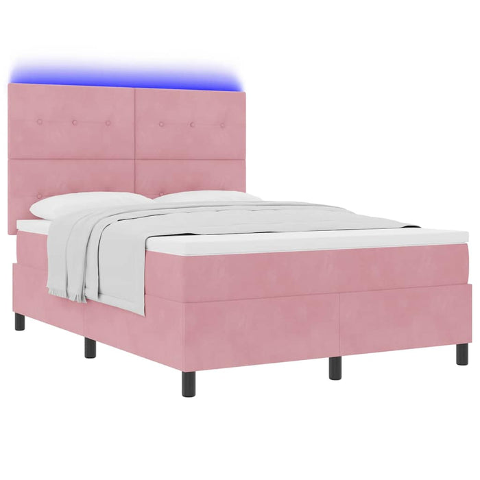 Pat cu arc LED cu saltea cu headboard Roz 140 x 200 cm țesătură - WALTI WALTI