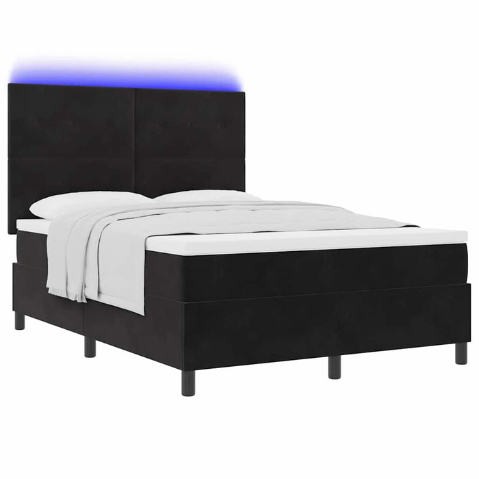 Pat cu arc LED cu saltea Negru 160 x 200 cm țesătură - WALTI WALTI
