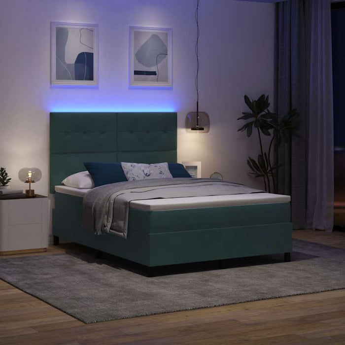Pat cu arc LED cu saltea Verde închis 160 x 200 cm țesătură - WALTI WALTI