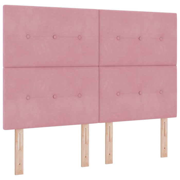 Pat cu arc LED cu saltea cu headboard Roz 160 x 200 cm Catifea - WALTI WALTI