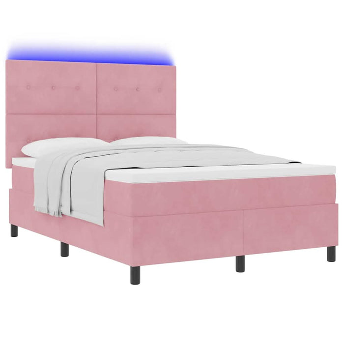 Pat cu arc LED cu saltea cu headboard Roz 160 x 200 cm Catifea - WALTI WALTI