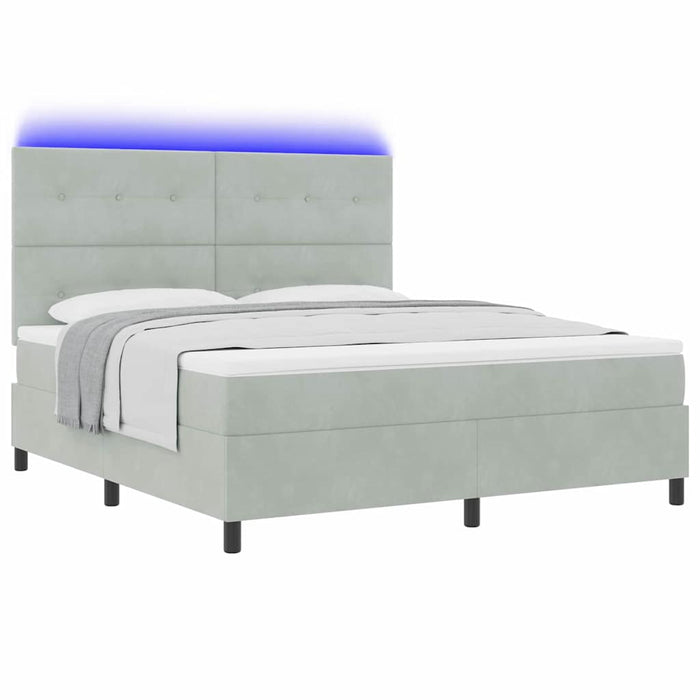 Pat cu arc LED cu saltea Gri deschis 180 x 200 cm țesătură - WALTI WALTI