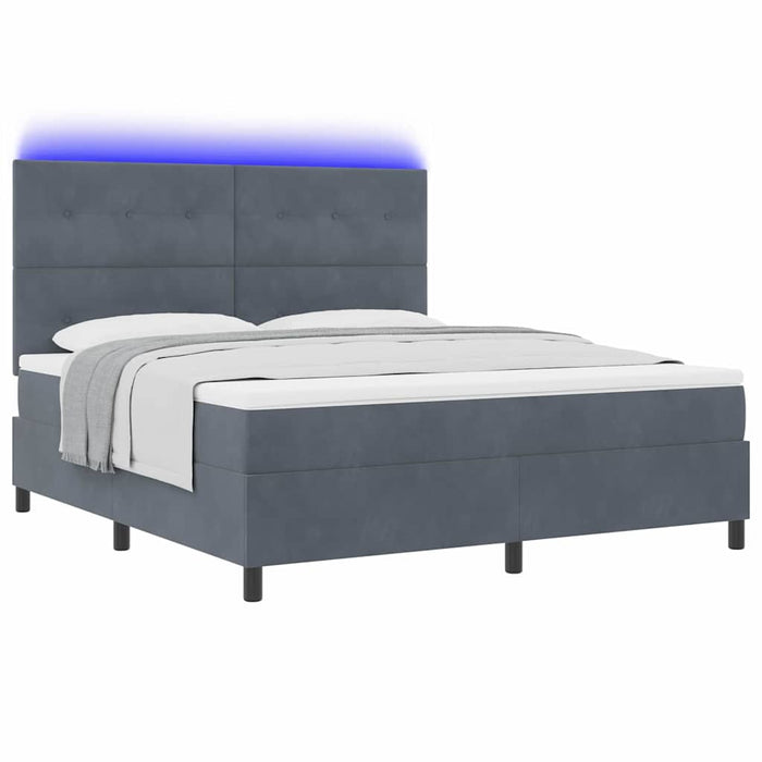 Pat cu arc LED cu saltea Gri închis 180 x 200 cm țesătură - WALTI WALTI