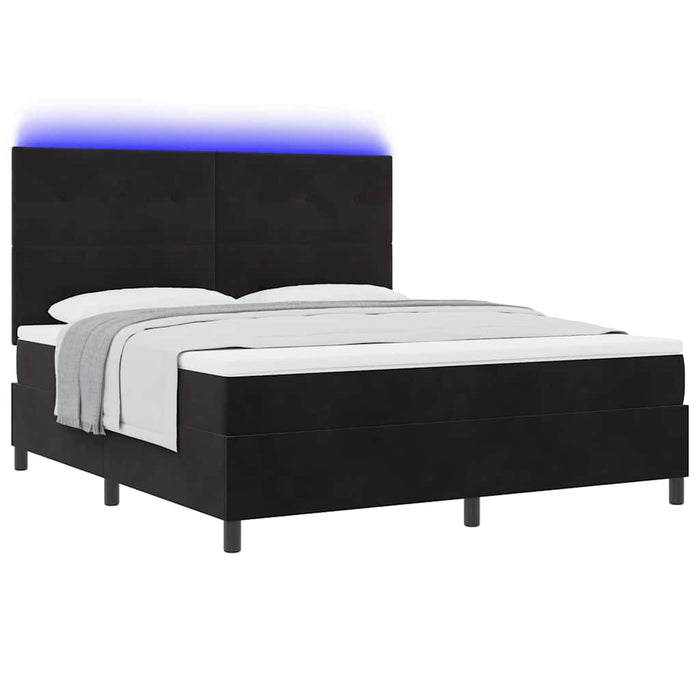 Pat cu arc LED cu saltea Negru 180 x 200 cm țesătură - WALTI WALTI