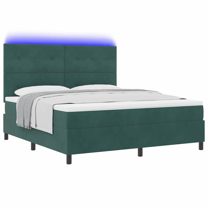 Pat cu arc LED cu saltea Verde închis 180 x 200 cm țesătură - WALTI WALTI
