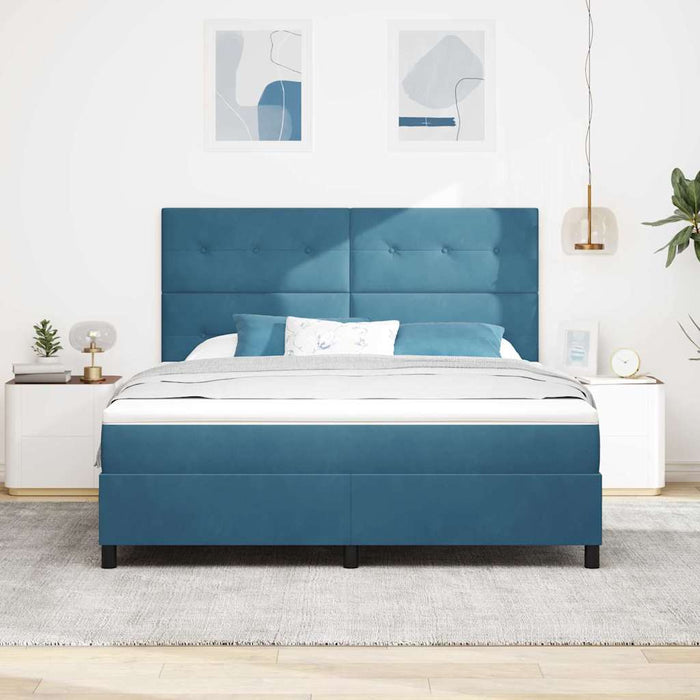 Pat cu arc LED cu saltea Albastru închis 180 x 200 cm țesătură - WALTI WALTI