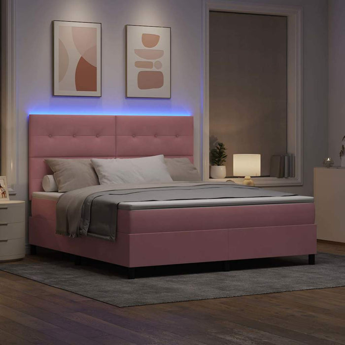 Pat cu arc LED cu saltea cu headboard Roz 180 x 200 cm țesătură - WALTI WALTI