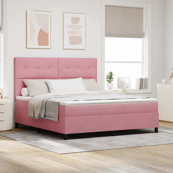 Pat cu arc LED cu saltea cu headboard Roz 180 x 200 cm țesătură - WALTI WALTI