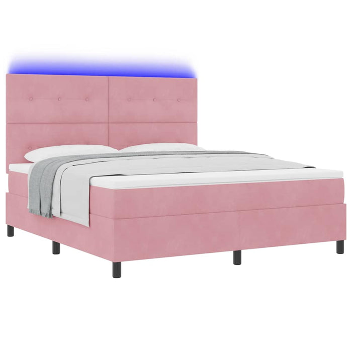 Pat cu arc LED cu saltea cu headboard Roz 180 x 200 cm țesătură - WALTI WALTI