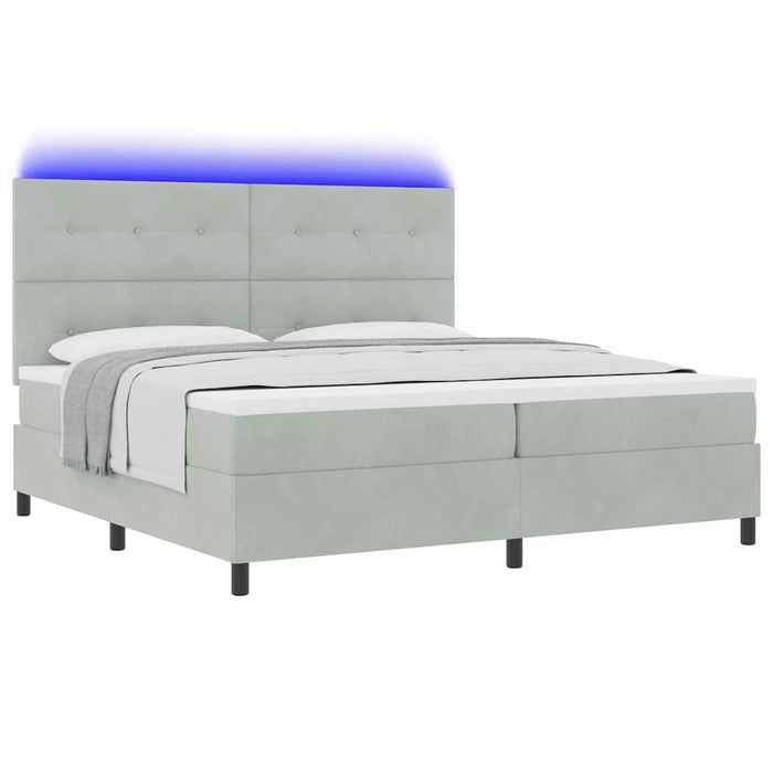 Pat cu arc LED cu saltea Gri deschis 200 x 200 cm țesătură - WALTI WALTI