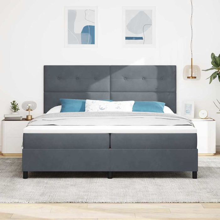 Pat cu arc LED cu saltea Gri închis 200 x 200 cm țesătură - WALTI WALTI