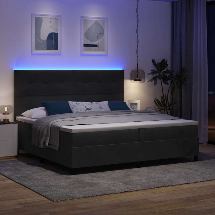 Pat cu arc LED cu saltea Negru 200 x 200 cm țesătură - WALTI WALTI