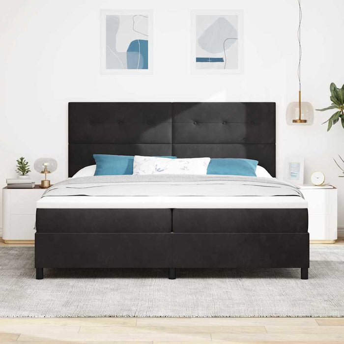 Pat cu arc LED cu saltea Negru 200 x 200 cm țesătură - WALTI WALTI