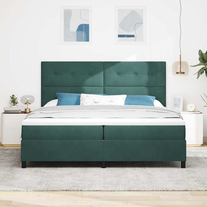 Pat cu arc LED cu saltea Verde închis 200 x 200 cm țesătură - WALTI WALTI