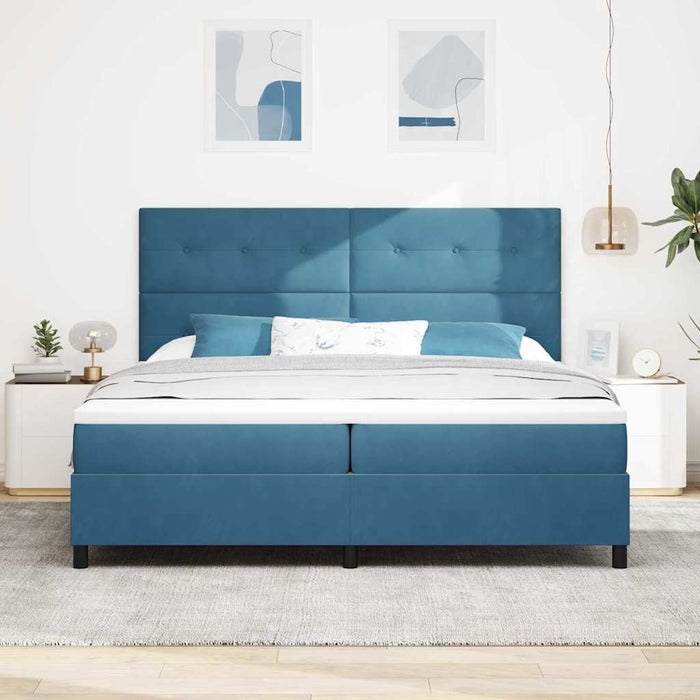 Pat cu arc LED cu saltea Albastru închis 200 x 200 cm țesătură - WALTI WALTI