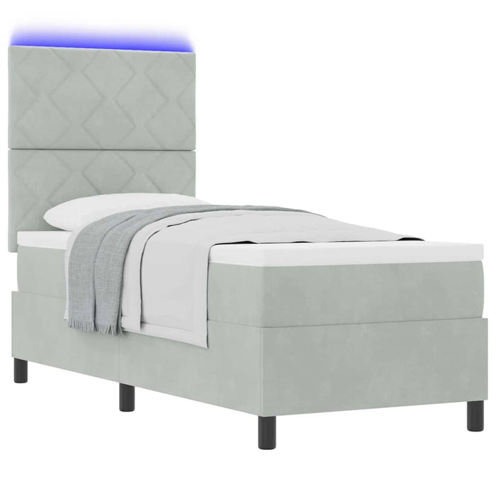 Pat cu arc LED cu headboard Gri deschis 80 x 200 cm Catifea WALTI