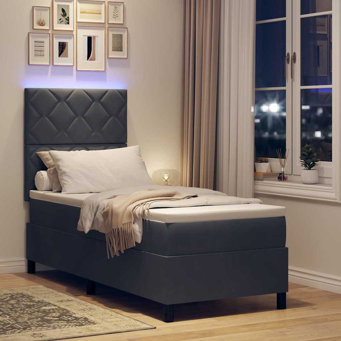 Pat cu arc LED cu headboard Gri închis 80 x 200 cm Catifea - WALTI WALTI