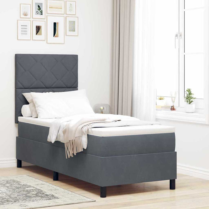 Pat cu arc LED cu headboard Gri închis 80 x 200 cm Catifea - WALTI WALTI