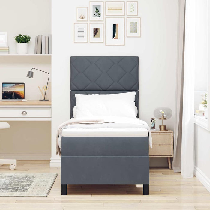 Pat cu arc LED cu headboard Gri închis 80 x 200 cm Catifea - WALTI WALTI