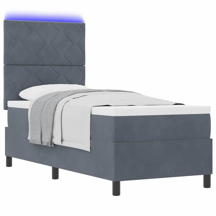 Pat cu arc LED cu headboard Gri închis 80 x 200 cm Catifea - WALTI WALTI