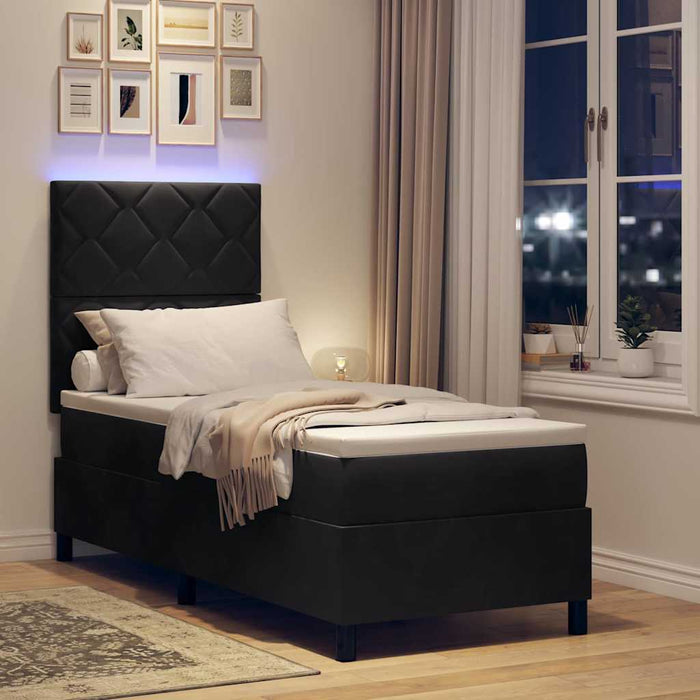 Pat cu arc LED cu headboard Negru 80 x 200 cm Catifea - WALTI WALTI