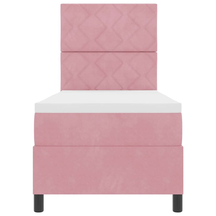 Pat cu arcuri cu saltea cu headboard Roz 80 x 200 cm Catifea - WALTI WALTI