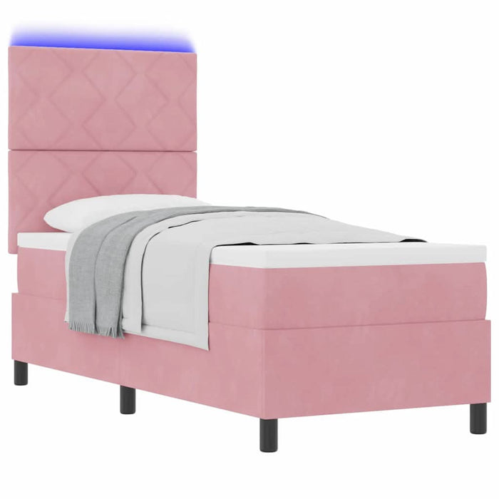 Pat cu arcuri cu saltea cu headboard Roz 80 x 200 cm Catifea - WALTI WALTI