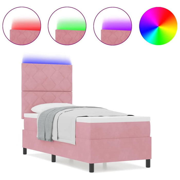 Pat cu arcuri cu saltea cu headboard Roz 80 x 200 cm Catifea - WALTI WALTI