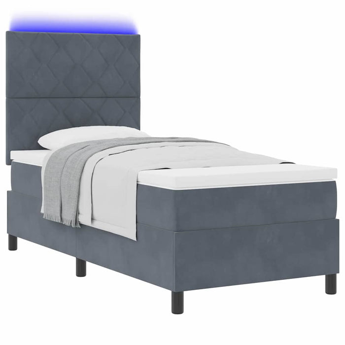 Pat cu arc LED cu headboard Gri închis 90 x 200 cm Catifea - WALTI WALTI