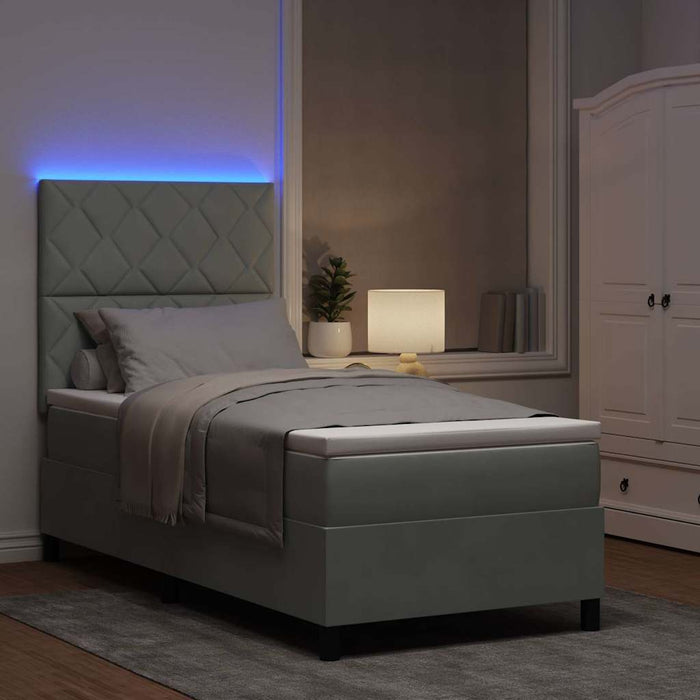 Pat cu arc LED cu headboard Gri deschis 100 x 200 cm Catifea WALTI